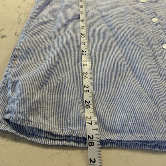 Chicos 100% Linen Long Sleeve Button Down Pin Strip Women’s Blouse Size 2 Large - Picture 7 of 8